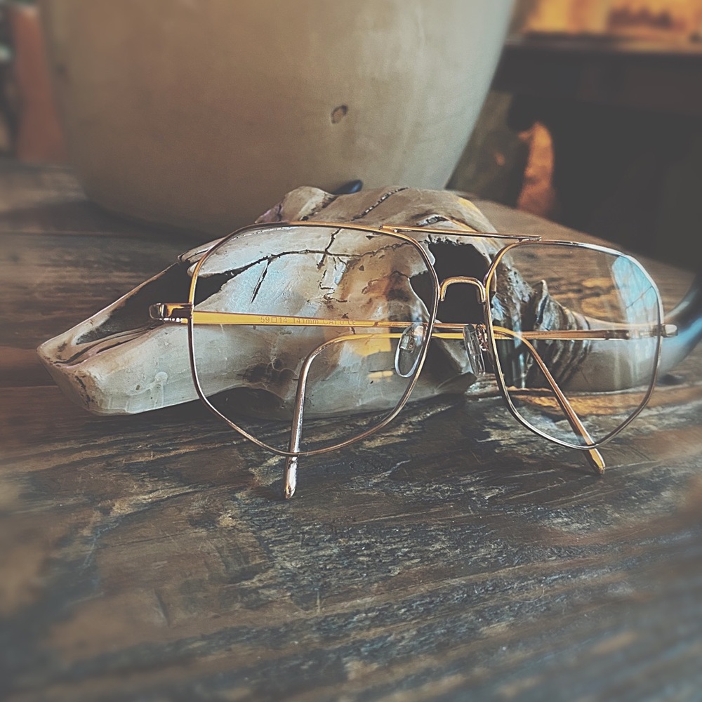 Gold Geometric Wire Glasses - Clear Lens Fashion Accessory NWOT - Picture 6 of 17
